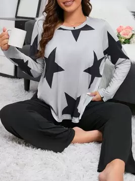 Oferta de Conjunto de pijama / pijama con estampado de estrellas de talla grande por 10€ en SheIn