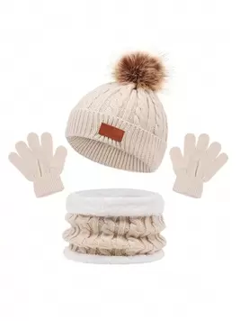 Oferta de 1 Conjunto gorro de punto y cuello abrigado para niños en invierno, gorro bufanda forrado de polar para bebé por 3,66€ en SheIn