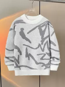 Oferta de Suéter de cuello redondo con textura moteada de graffiti para niño preadolescente, apto para el invierno, viajes y escuela por 16,14€ en SheIn