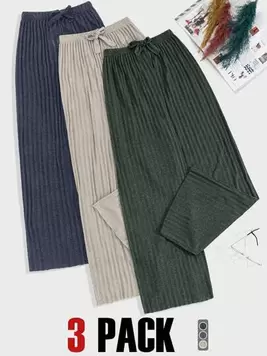 Oferta de Conjunto de 3 piezas de pantalones de punto de 100% algodón liso por 13,99€ en SheIn