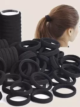 Oferta de 20/50/100 piezas Bandas para el cabello elásticas negras, Scrunchies de toalla sin costuras para mujeres, Sujetadores de coleta, Cuerda para el cabello elástica, Adecuado para todo tipo de cabello por 0,71€ en SheIn