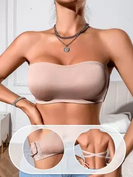 Oferta de 1 pieza Sujetador sin tirantes minimalista con soporte y elevación de mujeres, con espalda cruzada por 4,49€ en SheIn