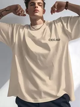 Oferta de Manfinity EMRG Camiseta de manga corta casual y holgada con estampado de letras de cuello redondo para hombre por 7,49€ en SheIn