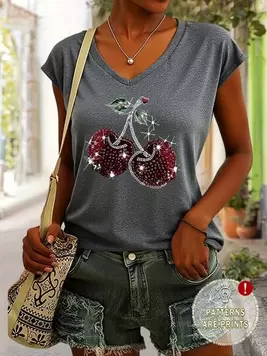 Oferta de INAWLY Parte superior sin mangas con estampado de frutas de cereza de brocado sintético, apropiado para el verano por 5,99€ en SheIn