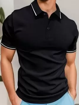Oferta de Camisa polo de manga corta para hombres talla grande, estilo básico vintage, moda por 8,49€ en SheIn