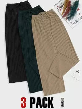Oferta de Cottnline Conjunto de 3 piezas de pantalón de punto liso por 11,89€ en SheIn