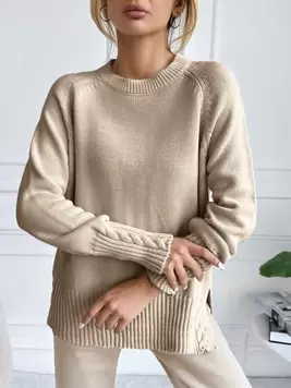 Oferta de Jersey de manga raglán bajo con abertura por 8€ en SheIn