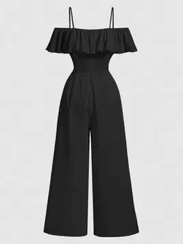 Oferta de Mono con hombros abiertos de verano para niñas preadolescentes, estilo de moda por 11,47€ en SheIn