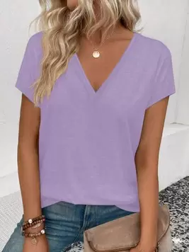 Oferta de SHEIN LUNE Camiseta sin mangas de cuello en V sólido, moda diaria casual por 3,84€ en SheIn