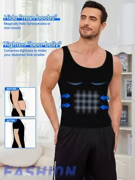 Oferta de Camiseta de compresión sin mangas de cuello redondo de unicolor para hombres por 4,54€ en SheIn
