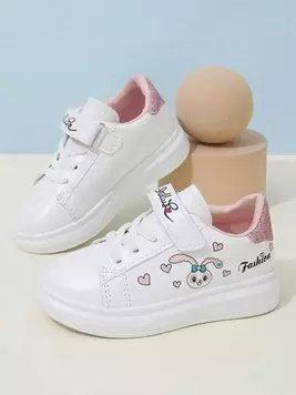 Oferta de 1 par de zapatos deportivos casuales de moda de conejo de dibujos animados de PU para niñas, adecuados para primavera y verano por 11,38€ en SheIn