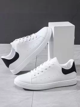 Oferta de Zapatos casuales, deportivos y sencillos para patinaje, zapatillas de estudiante de moda, tenis de color blanco de baja altura y transpirables por 16,36€ en SheIn