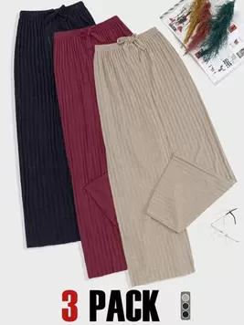 Oferta de Conjunto de 3 piezas de pantalón de punto sólido 100% algodón por 13,99€ en SheIn