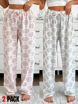 Oferta de SHEIN 2 paquetes de conjunto de Bottom de pijama con estampado para mujer por 11,49€ en SheIn