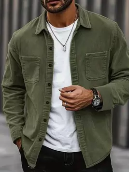 Oferta de Chaqueta casual de hombre de pana popular, con cuello vuelto, botones, manga larga, dos bolsillos, adecuada para uso casual diario, transporte, moda callejera, primavera y otoño por 16,12€ en SheIn