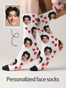 Oferta de 1 par de calcetines personalizados con cara, calcetines personalizados con foto, calcetines impresos personalizados, calcetines divertidos con cara personalizada, calcetines con foto personalizada,... por 2,75€ en SheIn