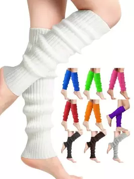 Oferta de Calentadores de piernas para mujer - Calentadores de piernas años 80 de punto acanalado y largos para fiesta y deporte por 1,6€ en SheIn