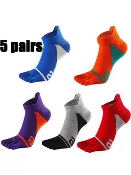 Oferta de Set de 5/3/1 par de calcetines de hombre de cinco dedos de unicolor, suaves, transpirables y cómodos, adecuados para deportes, uso casual y al aire libre por 1,6€ en SheIn