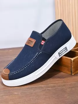 Oferta de Zapatos de vestir de lona sin cordones para hombres, mocasines casuales antideslizantes y transpirables, zapatos de trabajo para hombres por 10,35€ en SheIn