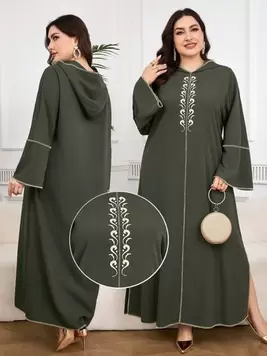 Oferta de Al Najma Vestido largo con capucha de estilo turco y árabe para mujer de talla grande por 17,42€ en SheIn