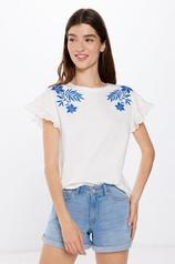 Oferta de Camiseta Bordado Flor Tropical por 17,99€ en Springfield