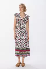 Oferta de Vestido midi estampado flor y cenefa por 25,99€ en Springfield