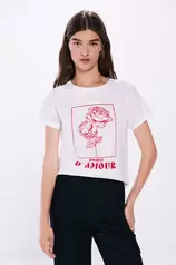 Oferta de Camiseta gráfica algodón manga vuelta por 7,99€ en Springfield