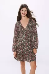 Oferta de Vestido corto frunces estampado flores por 19,99€ en Springfield