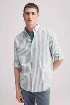 Oferta de Camisa rayas algodón slub por 24,99€ en Springfield