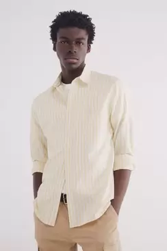 Oferta de Camisa rayas algodón slub por 19,99€ en Springfield