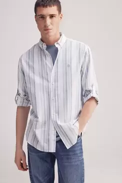 Oferta de Camisa rayas algodón slub por 19,99€ en Springfield