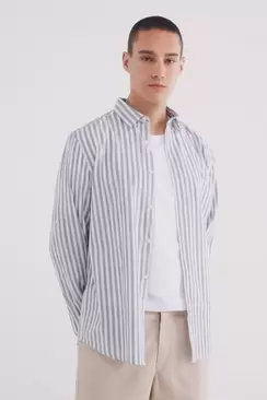Oferta de Camisa rayas algodón slub por 19,99€ en Springfield