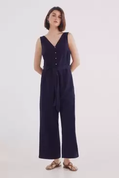 Oferta de Mono tirantes algodón lino por 39,99€ en Springfield