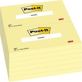 Oferta de Post-it® 657 Canary Yellow™ Notas Adhesivas Bloques 76 x 102 mm, amarillo canario, 100 hojas por 1,39€ en Staples Kalamazoo