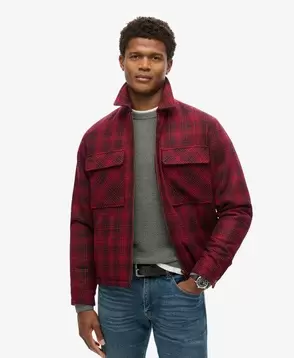 Oferta de Sobrecamisa de cuadros de lana con cremallera integral Surplus por 139,99€ en Superdry