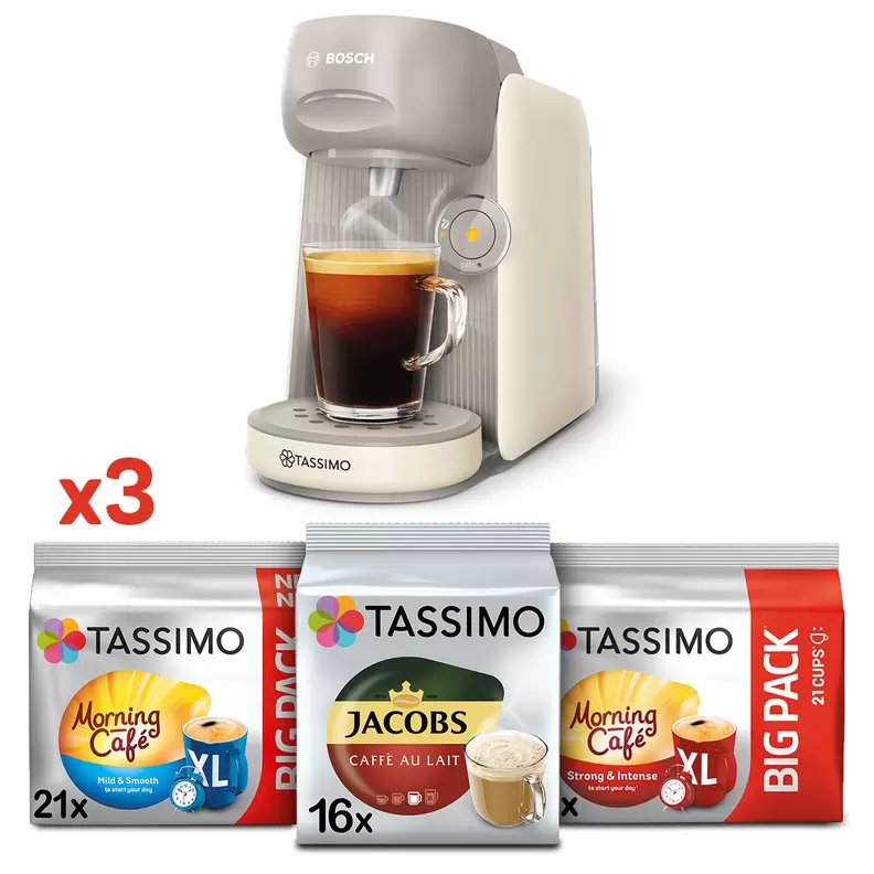 Oferta de Zestaw ekspres kapsułkowy Tassimo Bosch Finesse kremowy i 3 opakowania kapsułek por 309€ en Tassimo