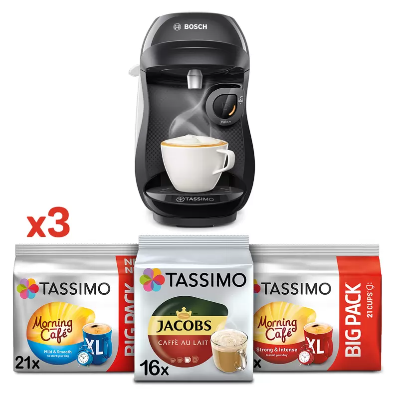 Oferta de Zestaw ekspres kapsułkowy Tassimo Bosch Happy czarny i3 opakowania kapsułek por 309€ en Tassimo