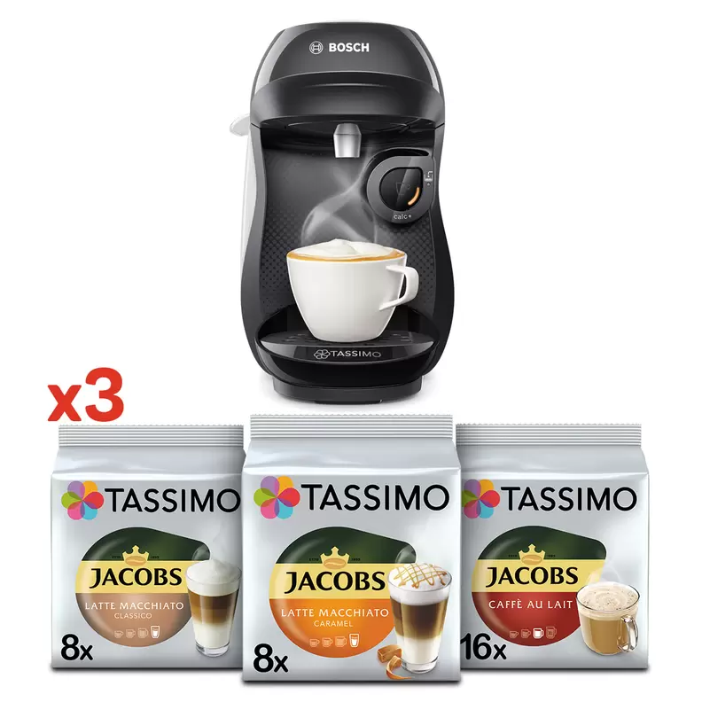 Oferta de Zestaw ekspres kapsułkowy Tassimo Bosch Happy czarny i3 opakowania kapsułek por 309€ en Tassimo