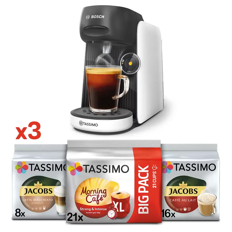 Oferta de Zestaw ekspres kapsułkowy Tassimo Bosch Finesse biały i 3 opakowania kapsułek por 309€ en Tassimo