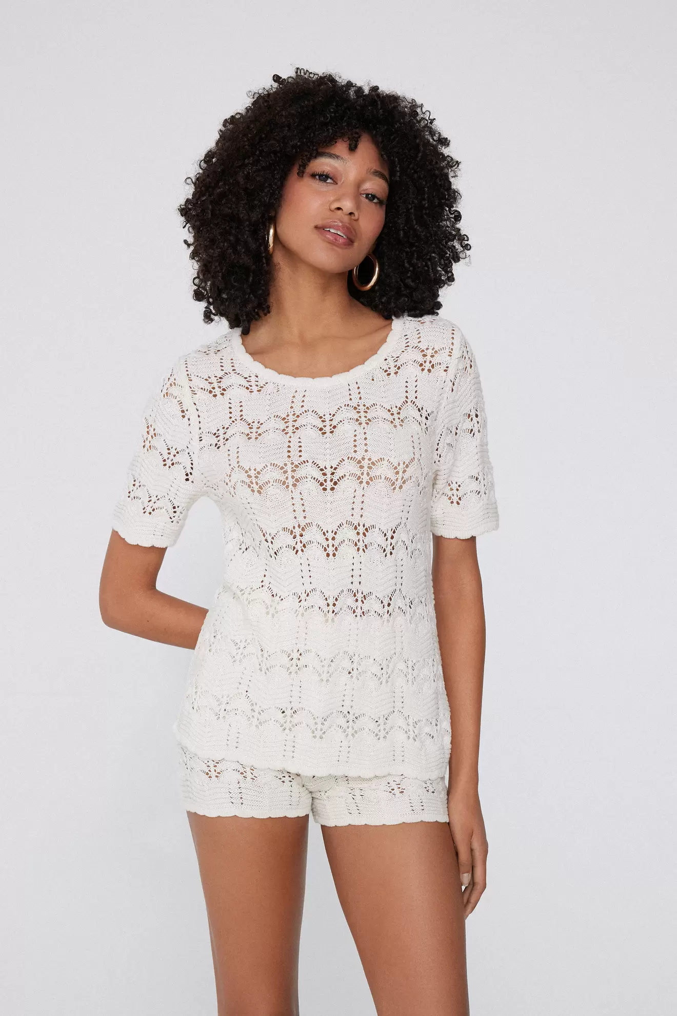 Oferta de Camiseta Media Manga Crochet 100 % Algodón por 19,99€ en Tezenis