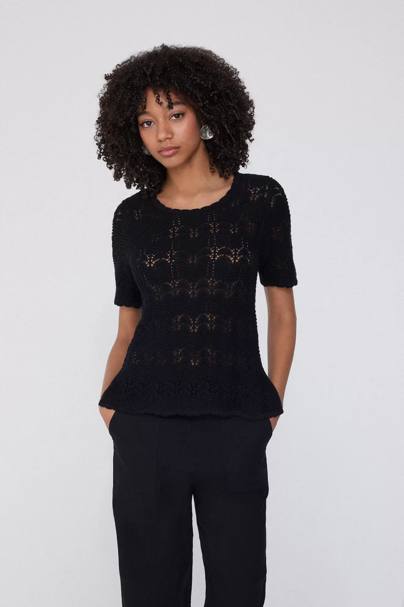 Oferta de Camiseta Media Manga Crochet 100 % Algodón por 19,99€ en Tezenis