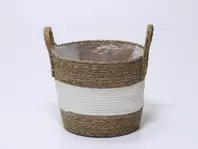 Oferta de CESTA LIVING NATURAL/BLANCO Ø32X26CM por 16,99€ en Tiendas Mi Casa