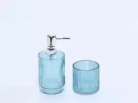 Oferta de JUEGO BAÑO 2 PIEZAS VIDRIO AZUL por 8,99€ en Tiendas Mi Casa