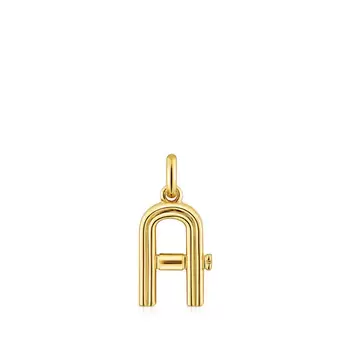 Oferta de Colgante mediano letra A con baño de oro 18 kt sobre plata Alphabet por 99€ en Tous