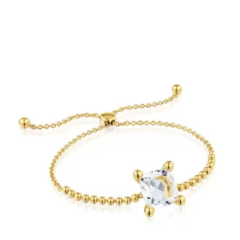 Oferta de Pulsera cadena con detalles en baño de oro 18 kt sobre plata y cuarzo cristal de roca Color White por 229€ en Tous