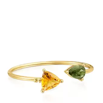 Oferta de Pulsera esclava con baño de oro 18 kt sobre plata, citrino y espinela verde creada en laboratorio TOUS Color LGG por 329€ en Tous