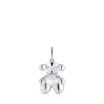 Oferta de Colgante pequeño motivo oso de plata y cuarzo cristal de roca Color Bear por 99€ en Tous