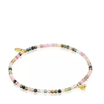 Oferta de Pulsera elástica con baño de oro 18 kt sobre plata y turmalinas Bold Bear por 59€ en Tous