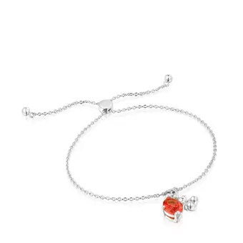 Oferta de Pulsera cadena motivo oso de plata y zafiro naranja creado en laboratorio Bold Bear LGG por 129€ en Tous