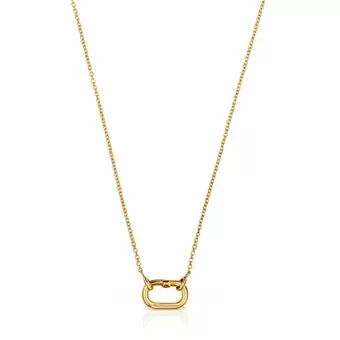 Oferta de Collar corto con baño de oro 18 kt sobre plata con anilla Hold Oval por 89€ en Tous